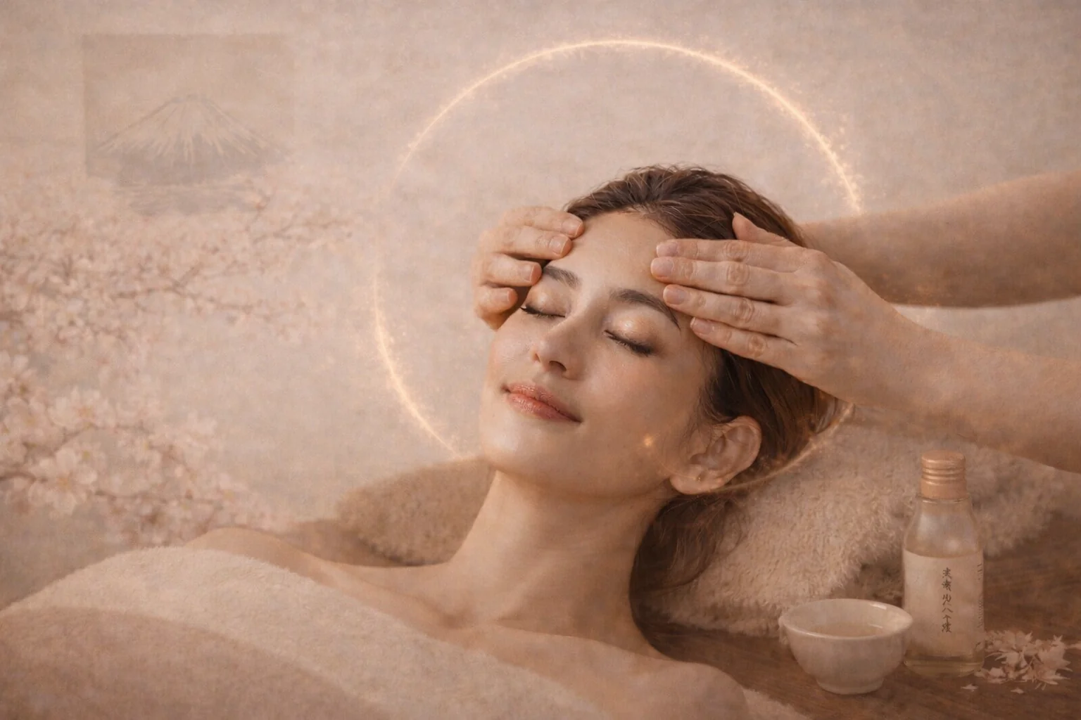 Réflexologie faciale japonaise réalisée sur le visage